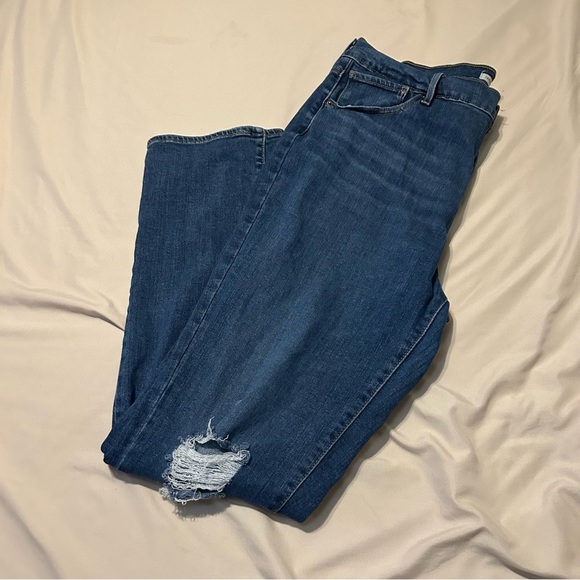 Levi’s 724 High Rise Straight Jeans Size 34 Distressed Blue Denim - Picture 2 of 10